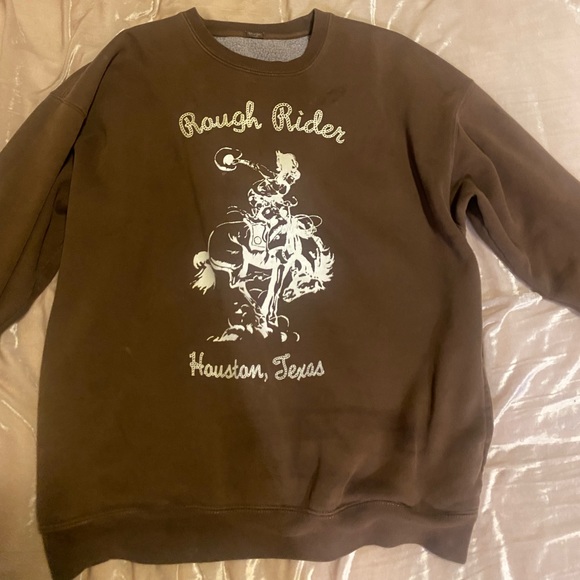 brandy melville rough rider sweatshirt brown